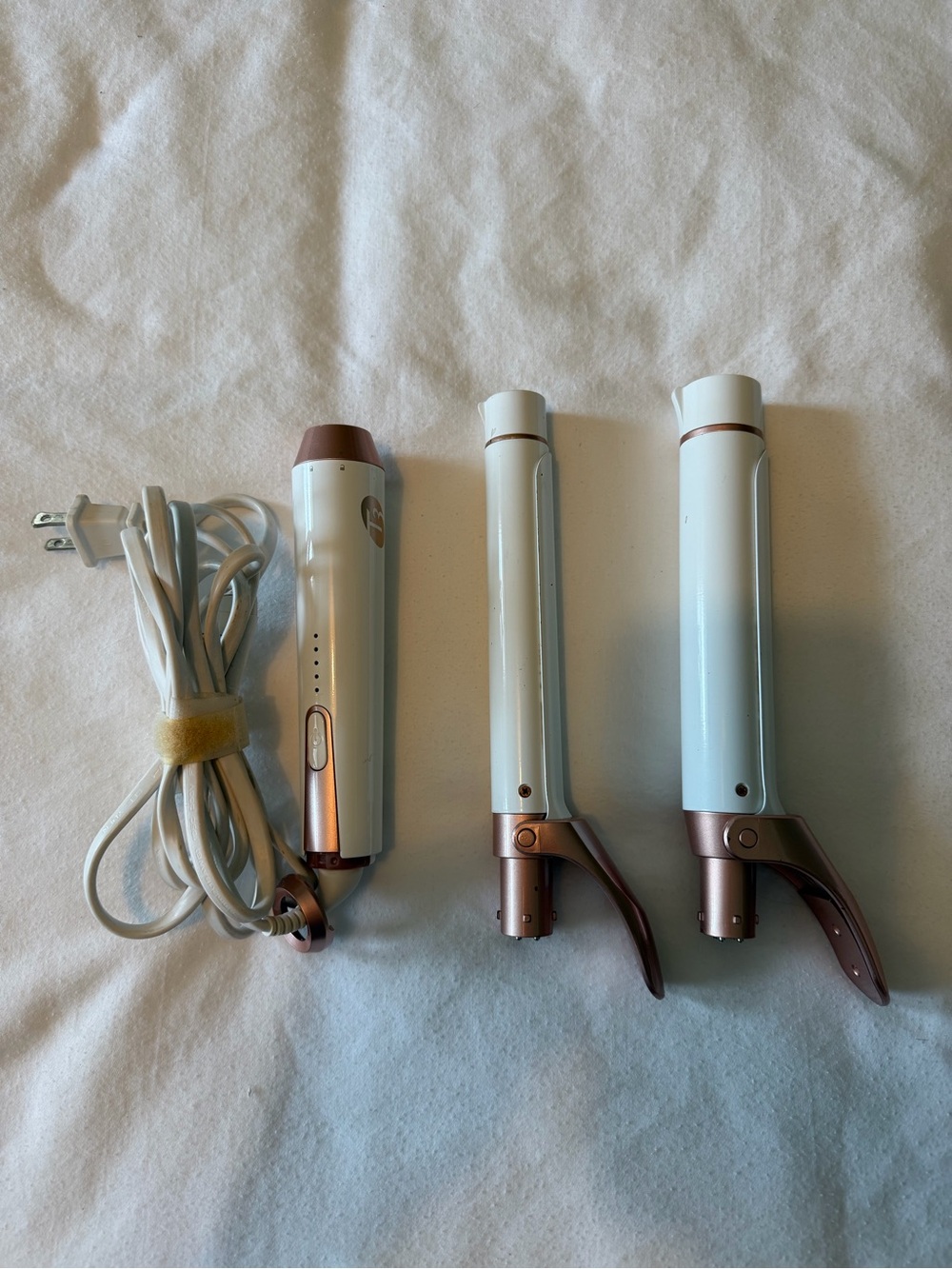 T3 White and Rose Gold Interchangeable Curling Wand Set
